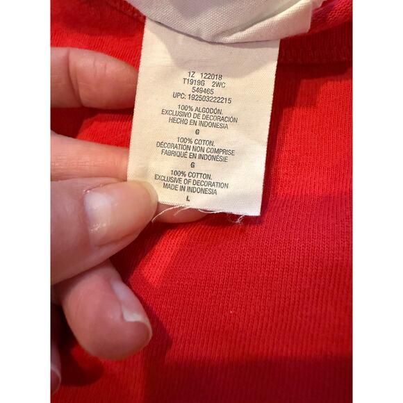 Vintage Champion Heavyweight Embroidered Logo T Shirt Red L - Picture 6 of 6